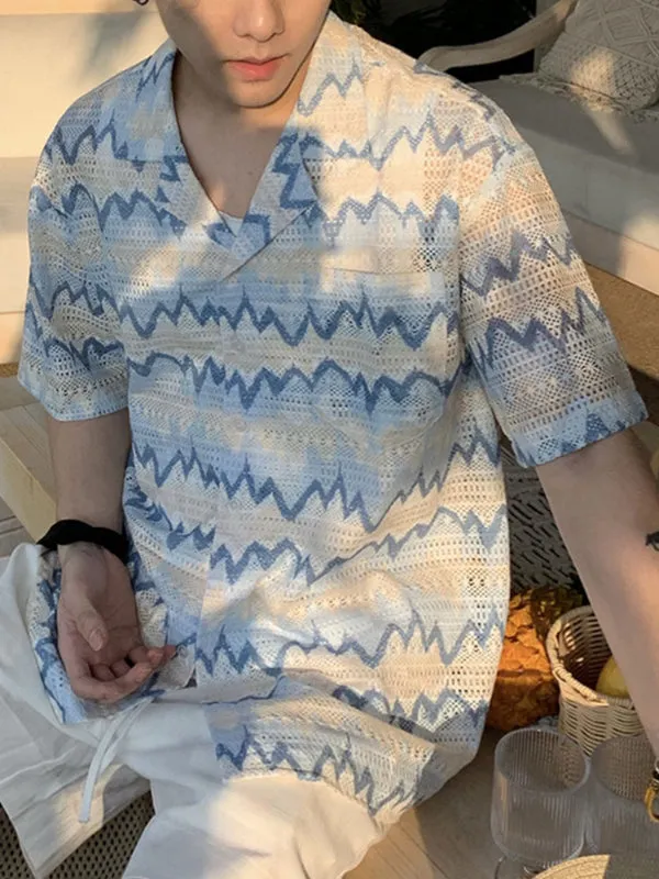 Men's Colorblock Texture Short Sleeve Shirt SKUL23775 sold by Incerunmen product image thumbnail 2