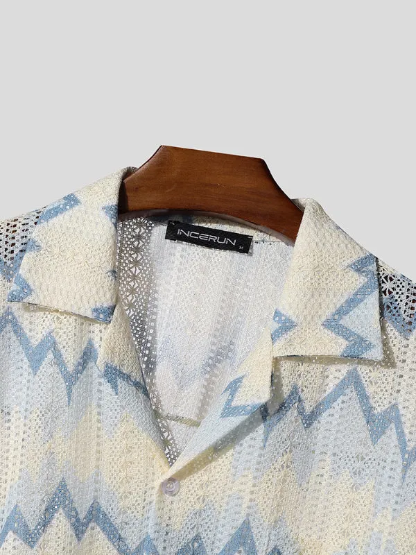 Men's Colorblock Texture Short Sleeve Shirt SKUL23775 sold by Incerunmen product image thumbnail 5