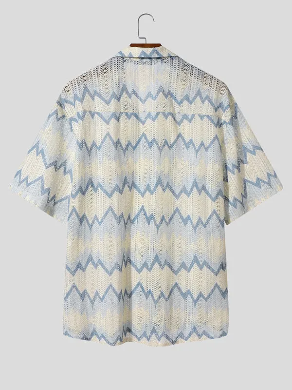 Men's Colorblock Texture Short Sleeve Shirt SKUL23775 sold by Incerunmen product image thumbnail 4