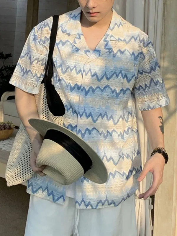 Men's Colorblock Texture Short Sleeve Shirt SKUL23775 sold by Incerunmen