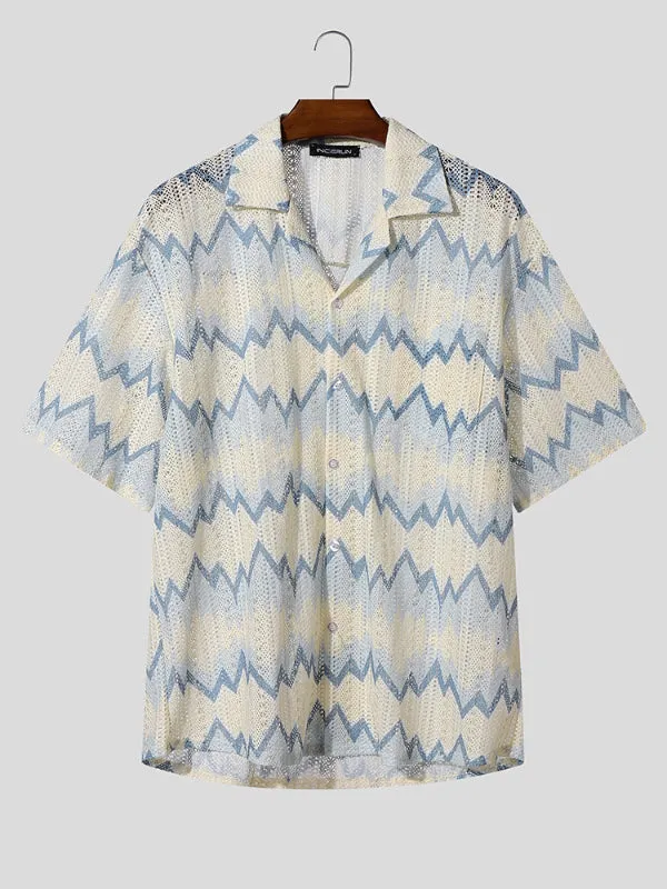 Men's Colorblock Texture Short Sleeve Shirt SKUL23775 sold by Incerunmen product image thumbnail 3