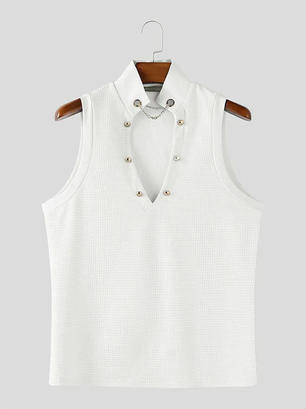 Men's Solid Texture V-Neck Casual Tank SKUL19013 sold by Incerunmen product image thumbnail 4