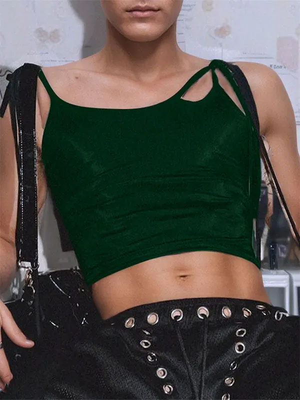 Men's Solid Color Lace-Up Patchwork Cropped Tank SKUL15375 sold by Incerunmen product image thumbnail 5