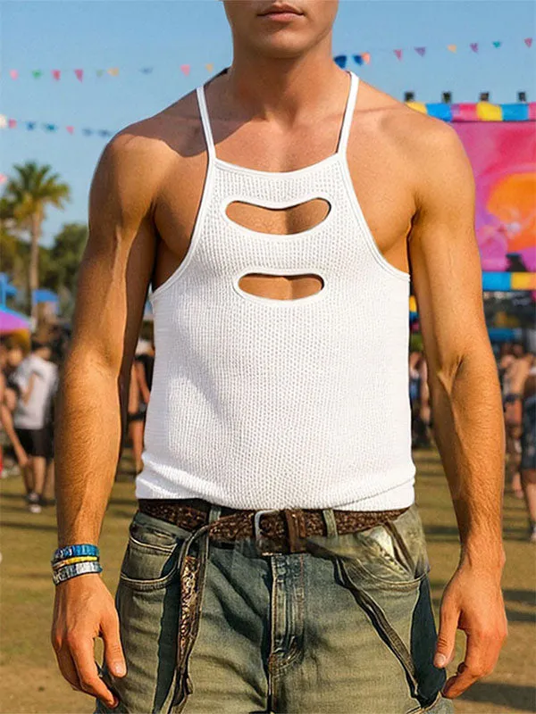 Men's Solid Color Cutout Casual Tank SKUL15381 sold by Incerunmen