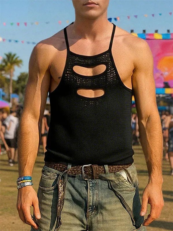Men's Solid Color Cutout Casual Tank SKUL15381 sold by Incerunmen product image thumbnail 2