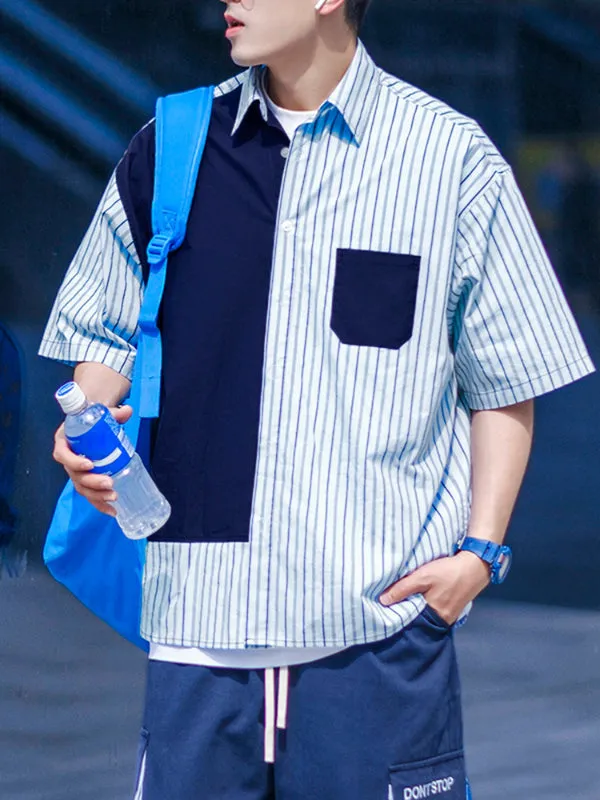 Men's Color Block Striped Short Sleeve Shirt SKUL22200 sold by Incerunmen product image thumbnail 3