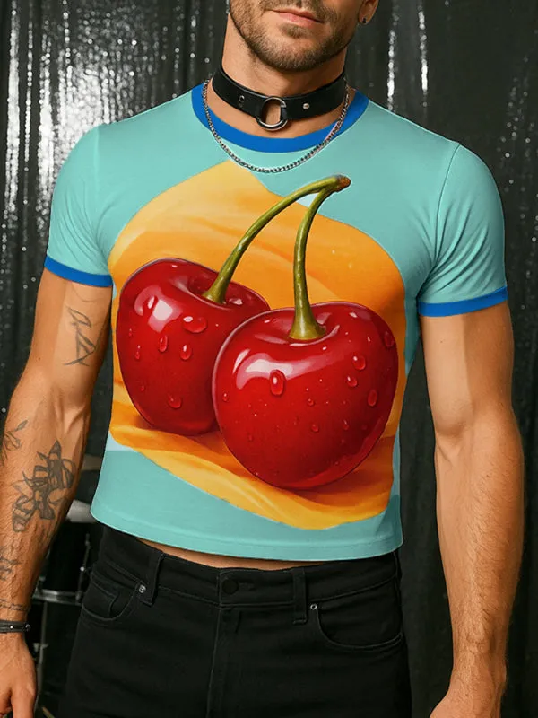 Men's Fruit Print Color Block Short Sleeve T-Shirt SKUL18881 sold by Incerunmen product image thumbnail 3