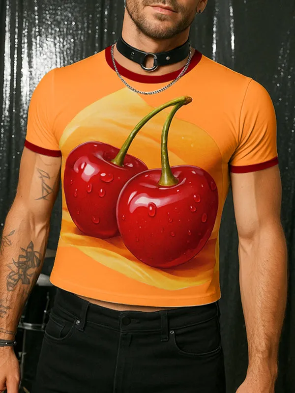 Men's Fruit Print Color Block Short Sleeve T-Shirt SKUL18881 sold by Incerunmen product image thumbnail 2