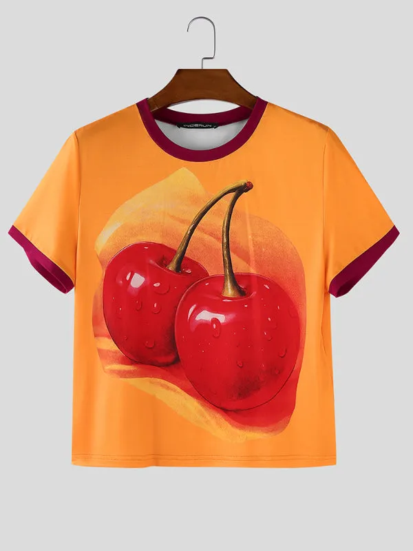 Men's Fruit Print Color Block Short Sleeve T-Shirt SKUL18881 sold by Incerunmen product image thumbnail 4