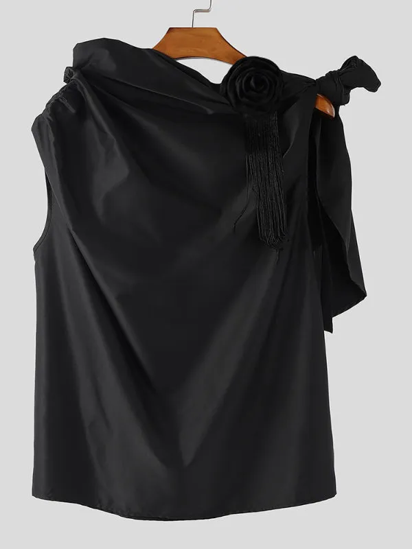 Men's 3D Floral Patchwork Fringe Sleeveless T-Shirt SKUL15372 sold by Incerunmen product image thumbnail 3