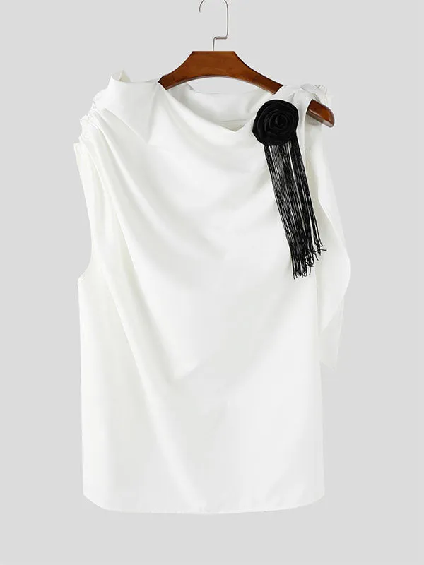 Men's 3D Floral Patchwork Fringe Sleeveless T-Shirt SKUL15372 sold by Incerunmen