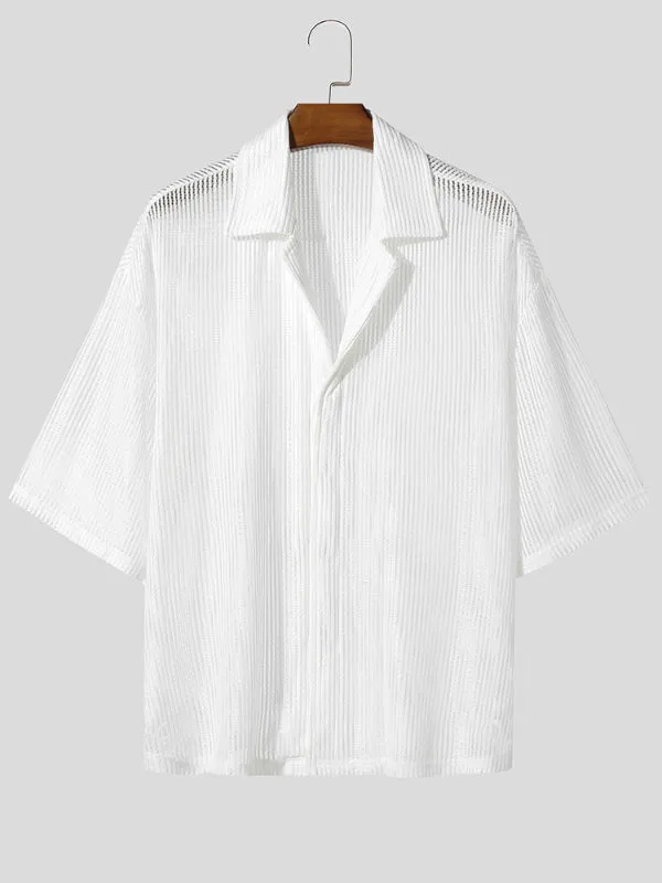 Men's Plain Sheer Mesh Short Sleeve Shirt SKUL11911 sold by Incerunmen product image thumbnail 3