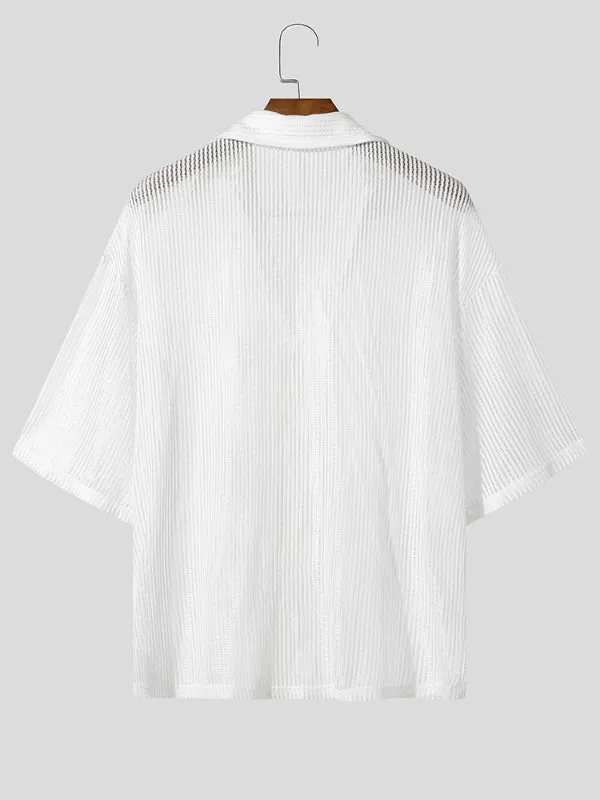 Men's Plain Sheer Mesh Short Sleeve Shirt SKUL11911 sold by Incerunmen product image thumbnail 4