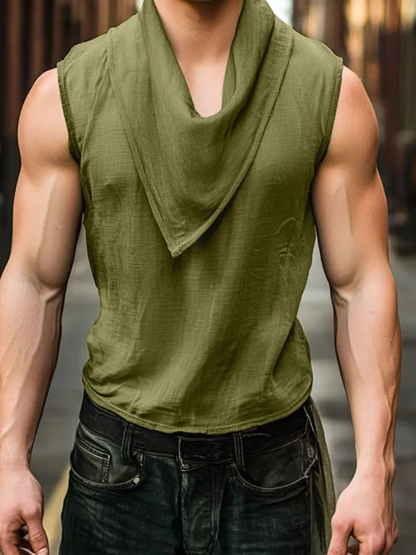 Men's Solid Color Cowl Neck Casual Tank SKUL13697 sold by Incerunmen