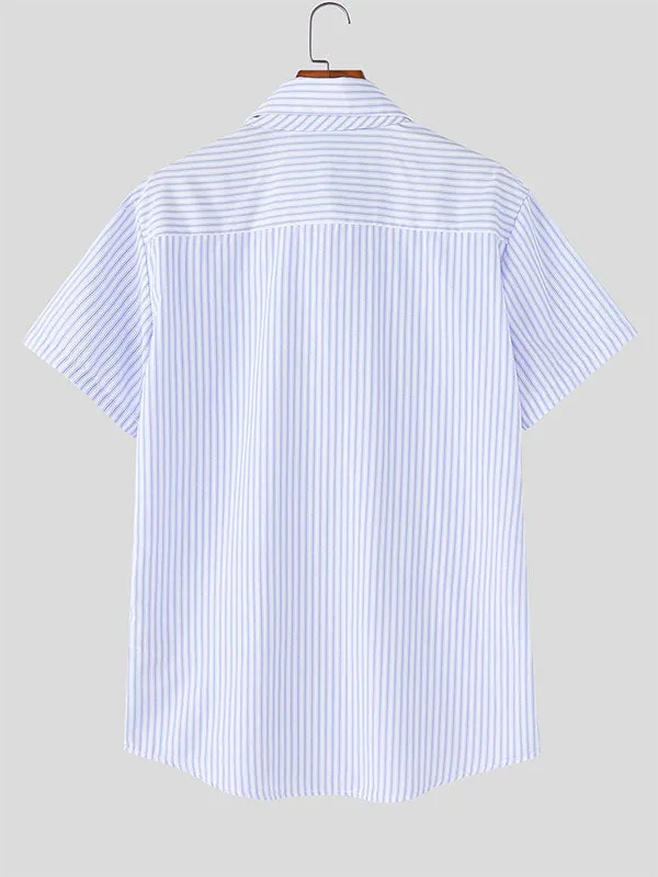 Men's Striped Tie Short Sleeve Shirt SKUL21158 sold by Incerunmen product image thumbnail 4