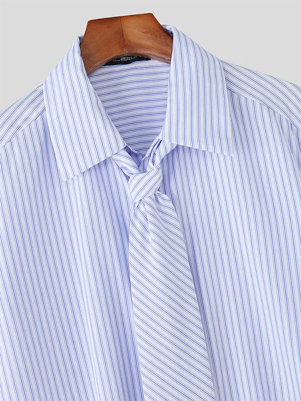 Men's Striped Tie Short Sleeve Shirt SKUL21158 sold by Incerunmen product image thumbnail 5