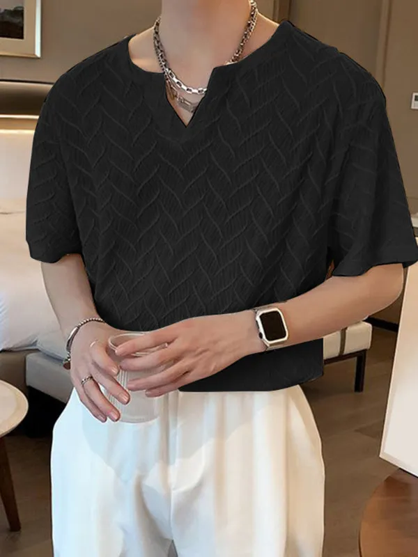 Men's Solid Color Textured Short Sleeve T-Shirt SKUL11913 sold by Incerunmen product image thumbnail 2