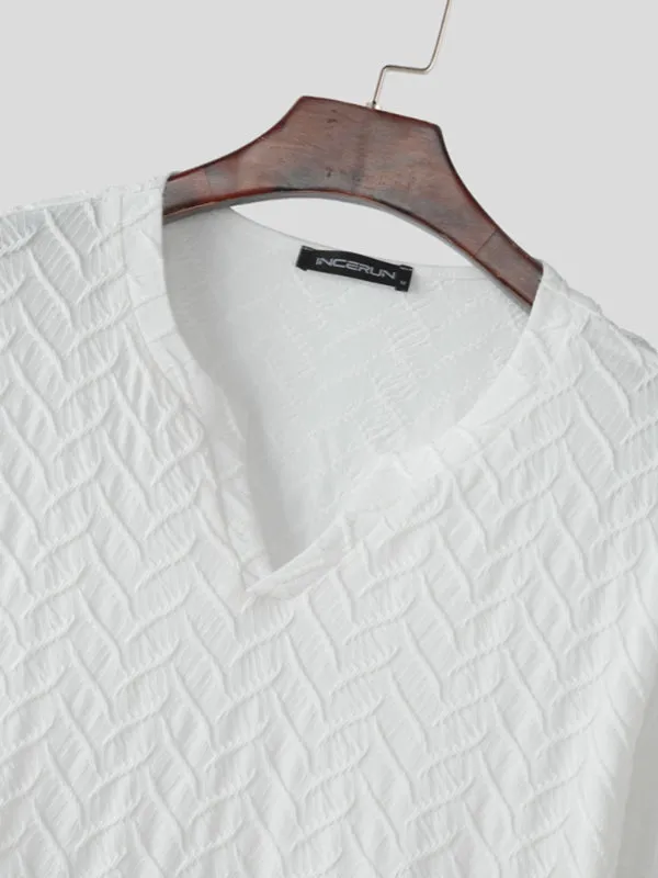 Men's Solid Color Textured Short Sleeve T-Shirt SKUL11913 sold by Incerunmen product image thumbnail 5