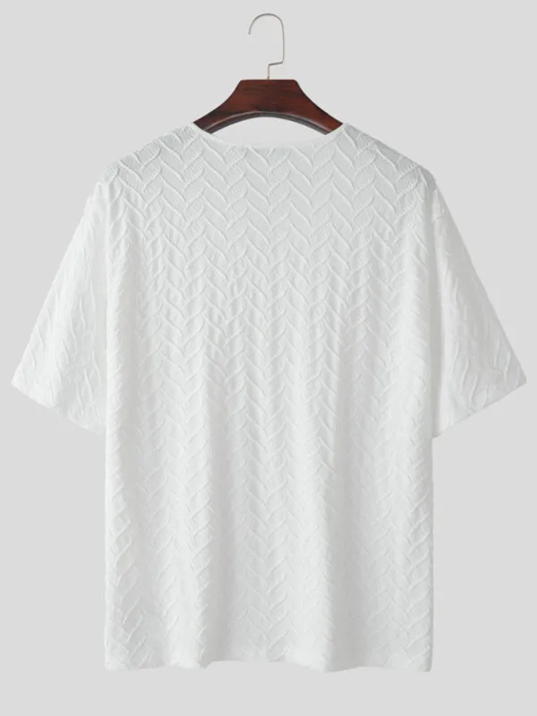 Men's Solid Color Textured Short Sleeve T-Shirt SKUL11913 sold by Incerunmen product image thumbnail 4