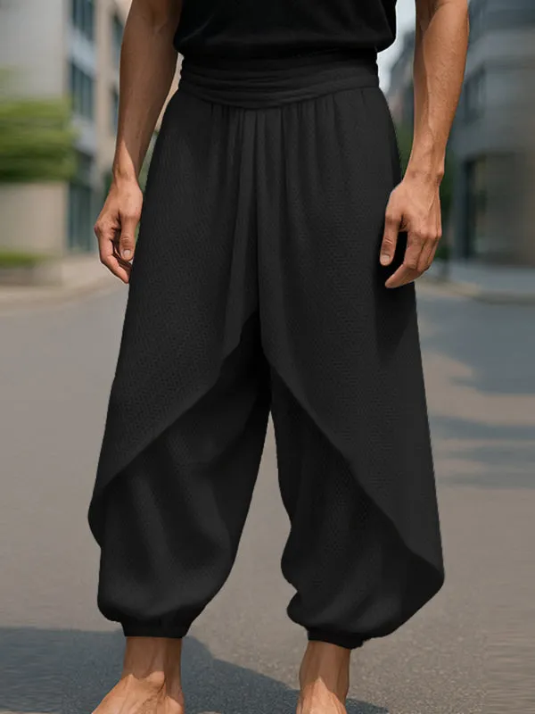 Men's Solid Color Layered Casual Pant SKUL17942 sold by Incerunmen