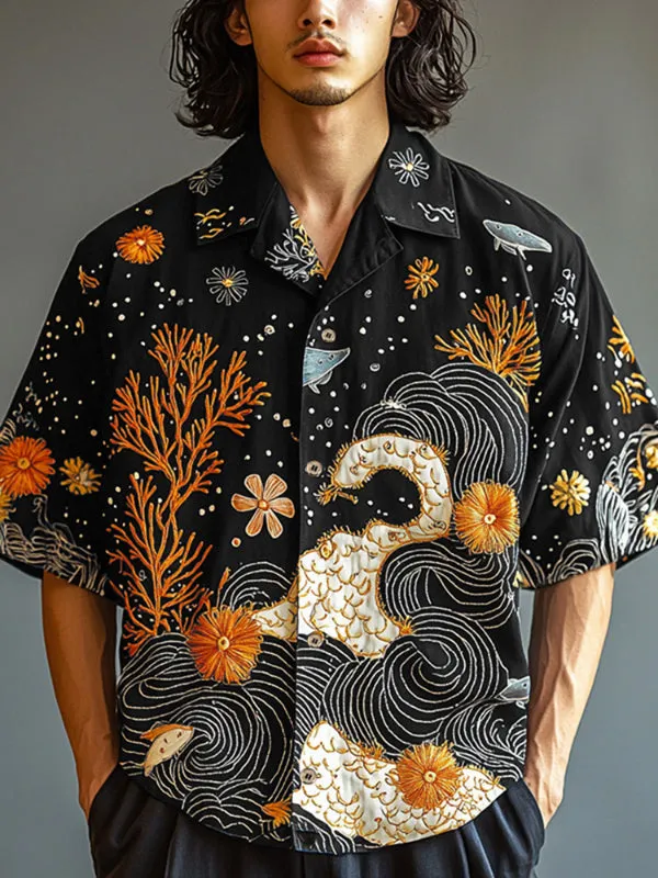 Men's Underwater Embroidered Short Sleeve Shirt SKUL20192 sold by Incerunmen product image thumbnail 2