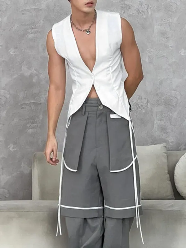 Men's Plain Tie Detail Casual Waistcoat SKUL21105 sold by Incerunmen product image thumbnail 3