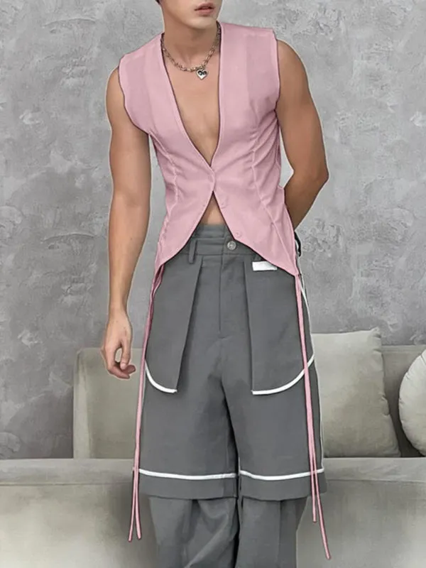 Men's Plain Tie Detail Casual Waistcoat SKUL21105 sold by Incerunmen product image thumbnail 5