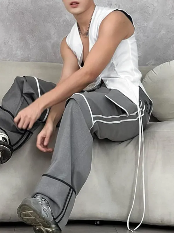 Men's Plain Tie Detail Casual Waistcoat SKUL21105 sold by Incerunmen product image thumbnail 4