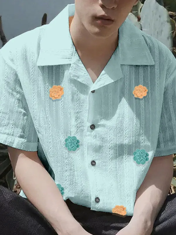 Men's 3D Floral Patchwork Sheer Short Sleeve Shirt SKUL15198 sold by Incerunmen product image thumbnail 3