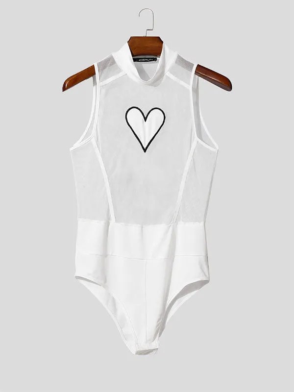 Men's Heart Print Sheer Casual Bodysuit SKUL13990 sold by Incerunmen product image thumbnail 3
