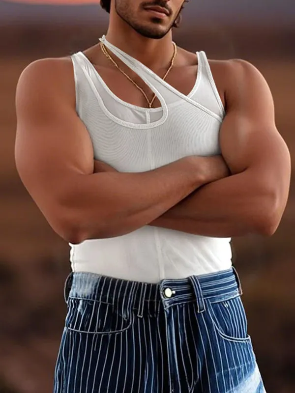 Men's Sheer Double Layer Mesh Casual Tank SKUL15174 sold by Incerunmen