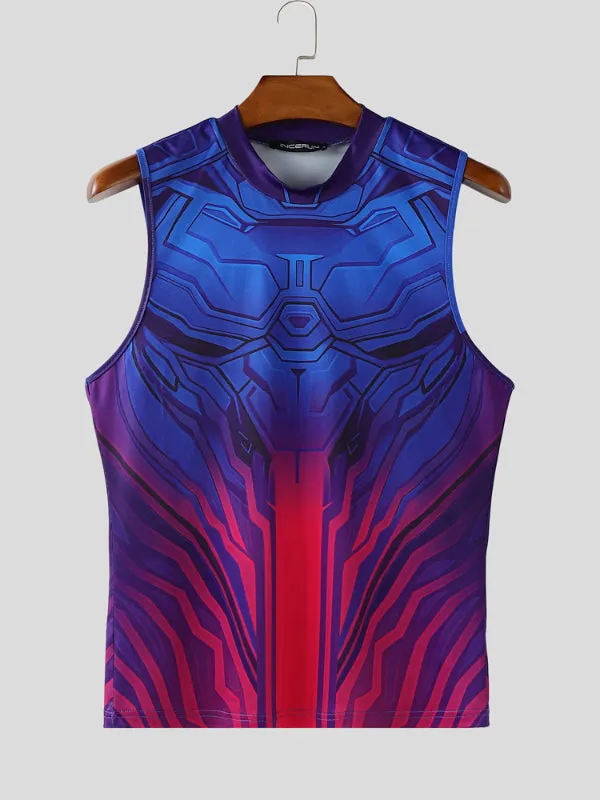 Mens Mecha Print Graphic Casual Tank SKUL18979 sold by Incerunmen product image thumbnail 2