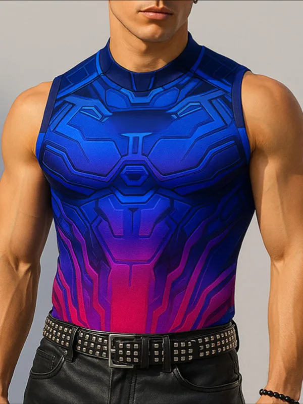 Mens Mecha Print Graphic Casual Tank SKUL18979 sold by Incerunmen