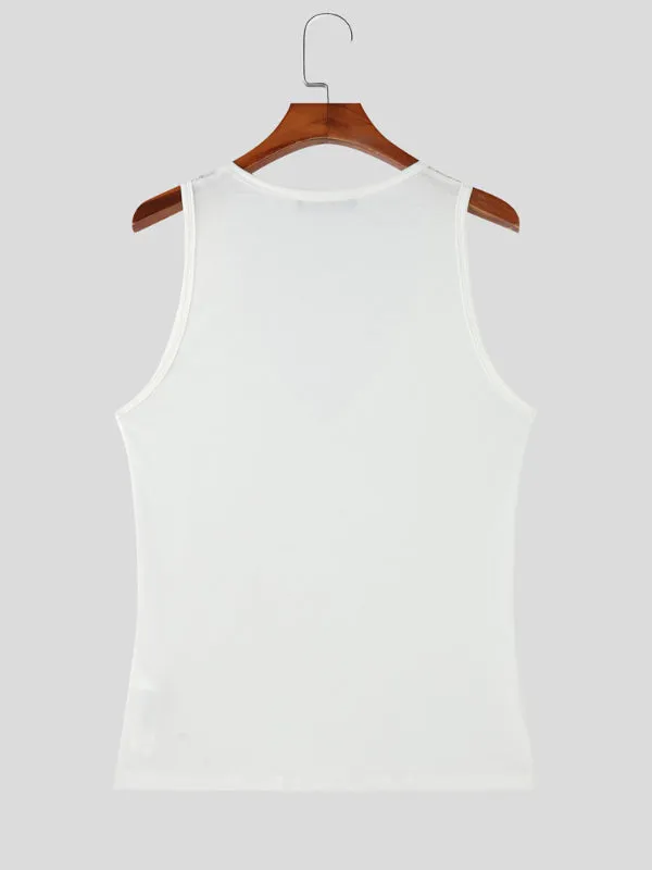 Mens Sheer Lace Patchwork Casual Tank SKUL18954 sold by Incerunmen product image thumbnail 4