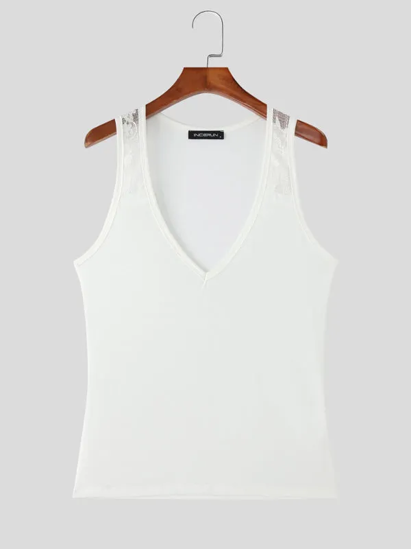 Mens Sheer Lace Patchwork Casual Tank SKUL18954 sold by Incerunmen product image thumbnail 3
