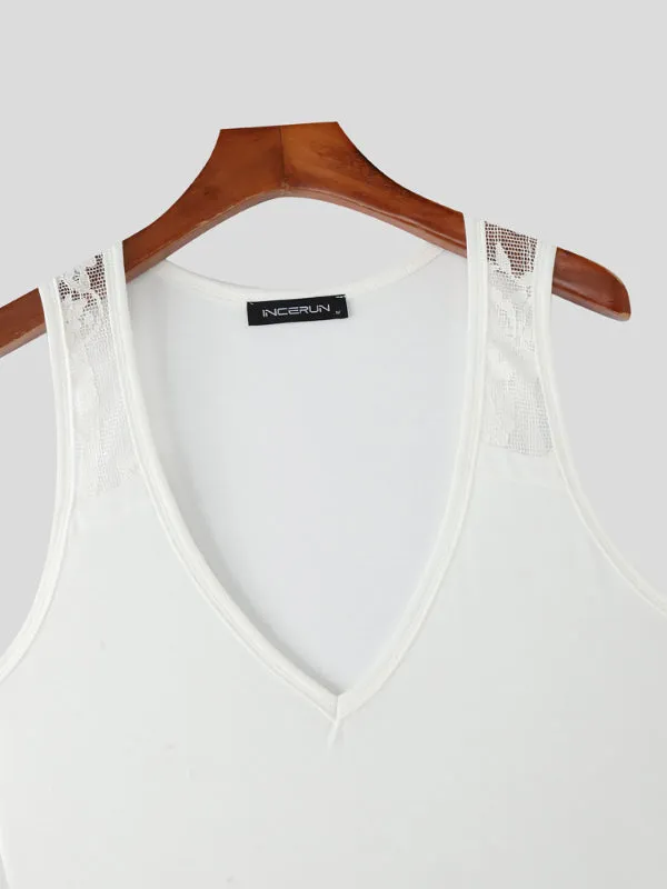 Mens Sheer Lace Patchwork Casual Tank SKUL18954 sold by Incerunmen product image thumbnail 5