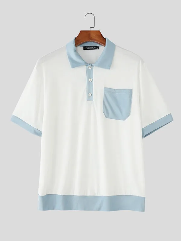 Mens Color Block Casual Short Sleeve Shirt SKUL18956 sold by Incerunmen