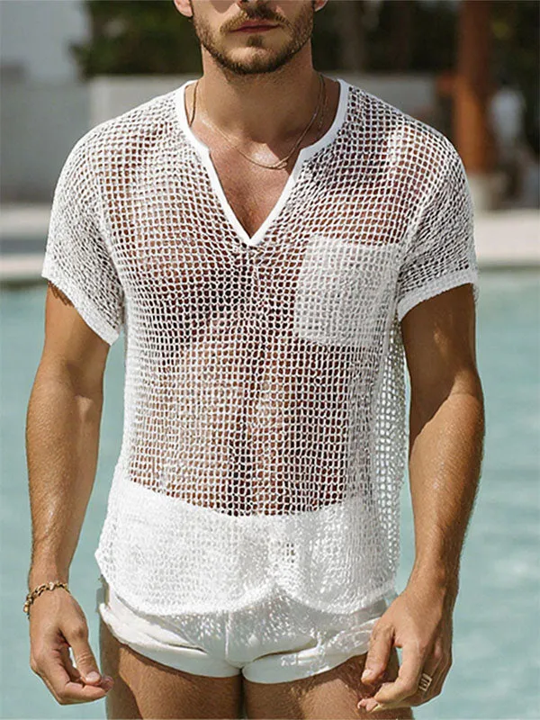 Mens Sheer Mesh Short Sleeve T-Shirt SKUL19006 sold by Incerunmen
