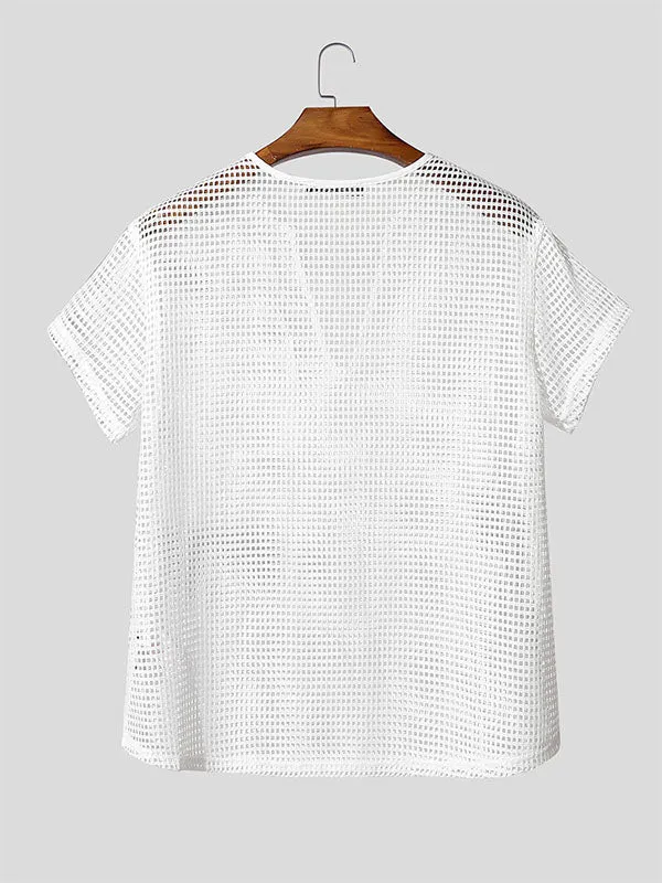 Mens Sheer Mesh Short Sleeve T-Shirt SKUL19006 sold by Incerunmen product image thumbnail 5