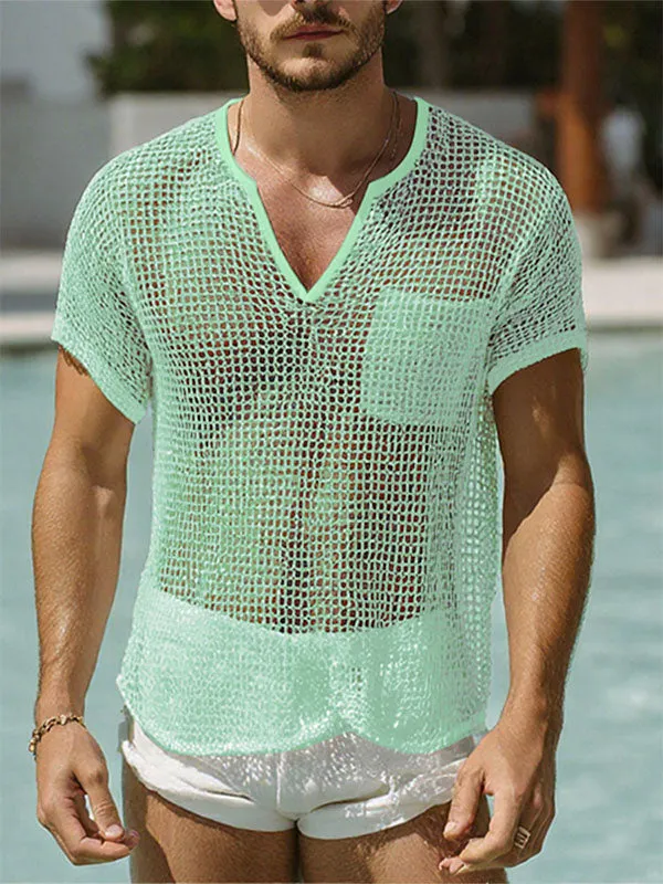 Mens Sheer Mesh Short Sleeve T-Shirt SKUL19006 sold by Incerunmen product image thumbnail 3