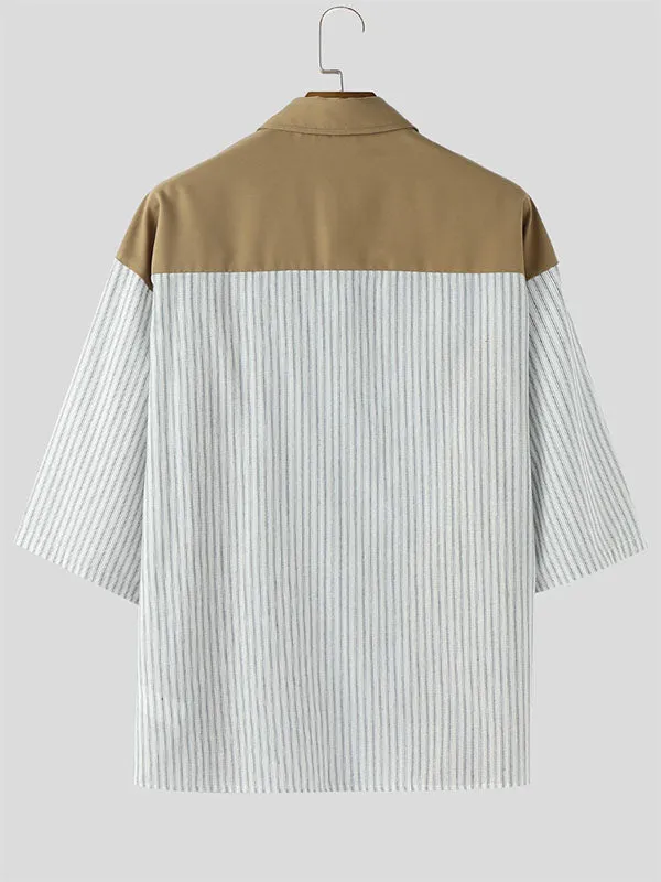 Mens Striped Patchwork Casual Short Sleeve Shirt SKUL15377 sold by Incerunmen product image thumbnail 5