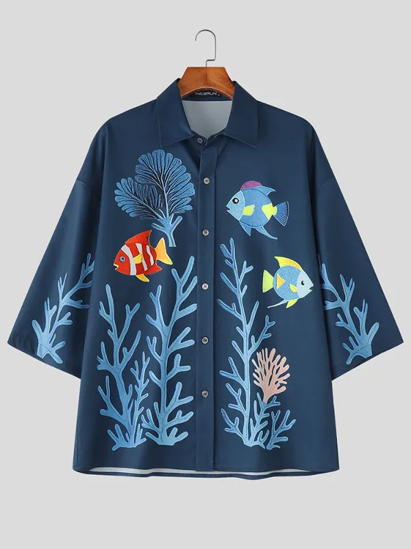 Mens Underwater World Print Short-Sleeve Shirt SKUL20188 sold by Incerunmen product image thumbnail 4