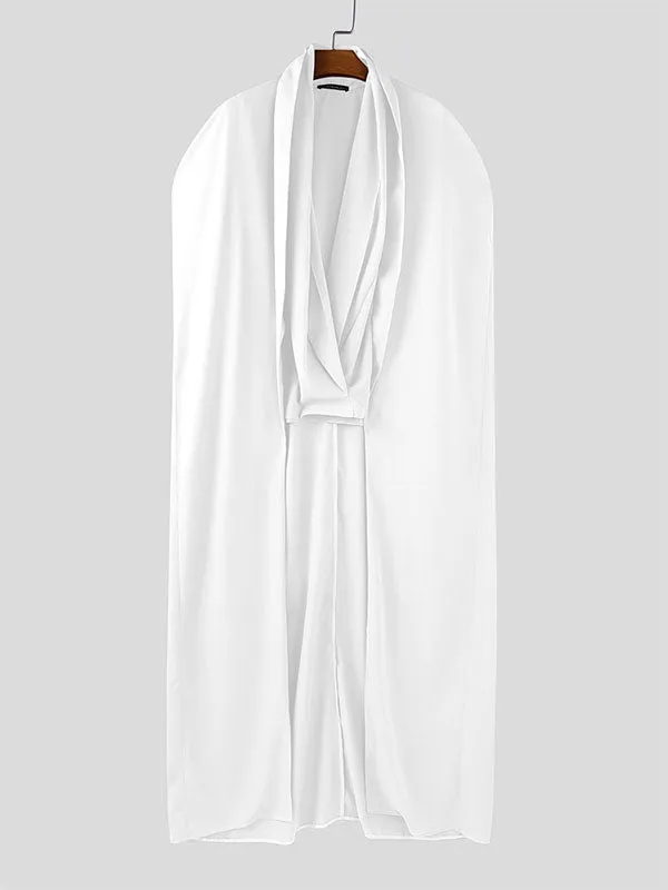 Mens Long Hem Cape Patchwork Short Sleeve Shirt SKUL24603 sold by Incerunmen product image thumbnail 4