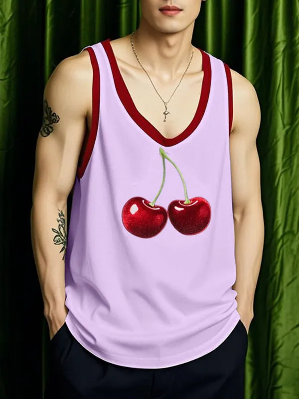 Mens Cherry Print Casual Tank SKUL18870 sold by Incerunmen product image thumbnail 3