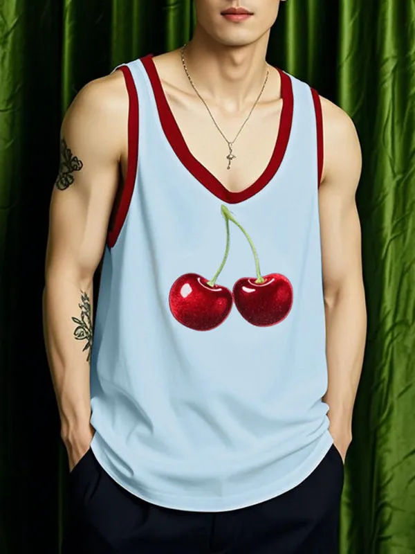 Mens Cherry Print Casual Tank SKUL18870 sold by Incerunmen product image thumbnail 2
