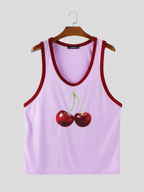 Mens Cherry Print Casual Tank SKUL18870 sold by Incerunmen product image thumbnail 4