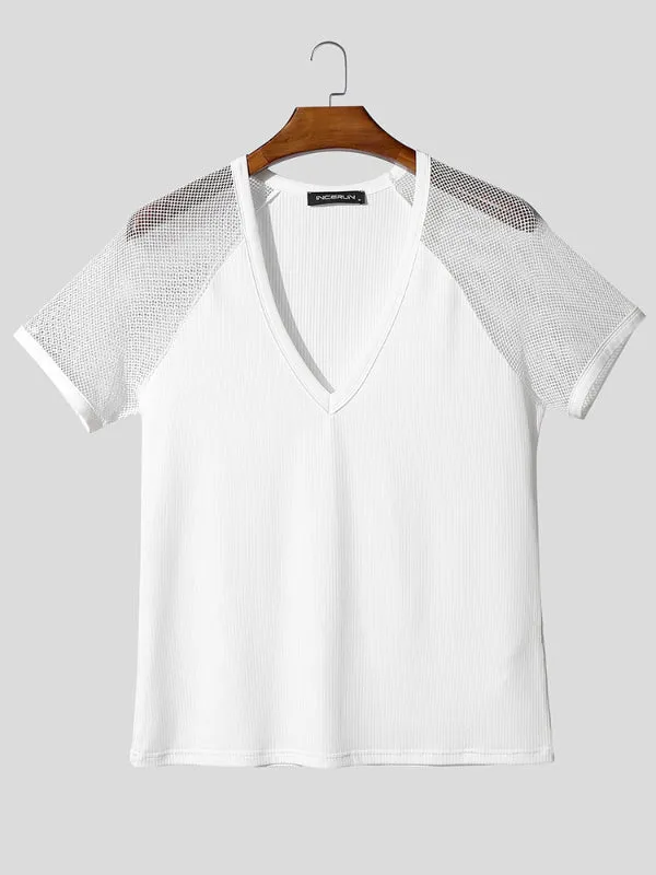 Mens Sheer Mesh V-Neck Short Sleeve T-Shirt SKUL18909 sold by Incerunmen product image thumbnail 3