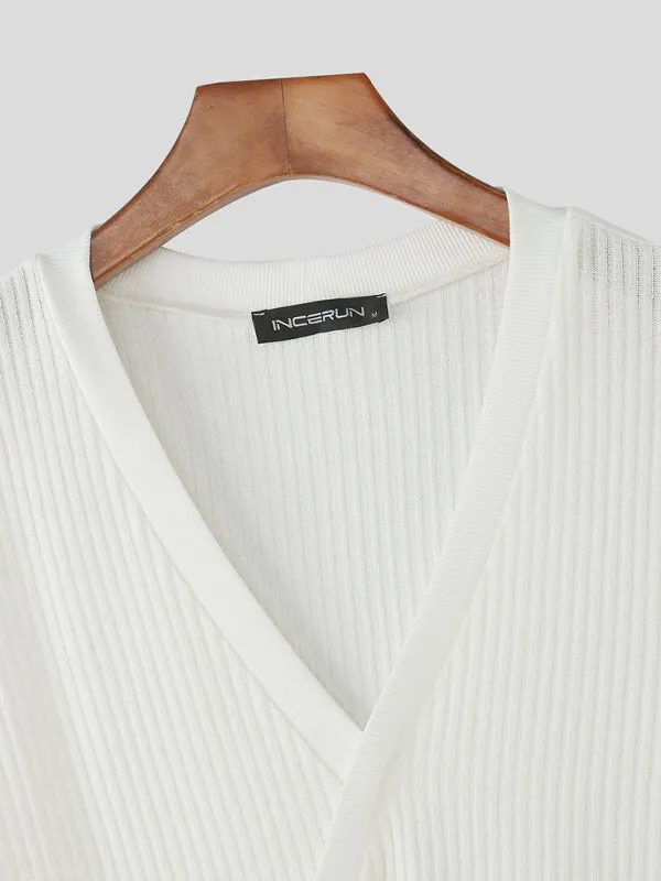 Mens Solid Color Textured Short Sleeve T-Shirt SKUL18990 sold by Incerunmen product image thumbnail 5