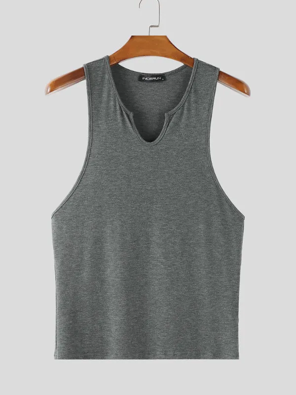 Mens Solid Color Slim Fit V-Neck Tank SKUL20283 sold by Incerunmen product image thumbnail 4
