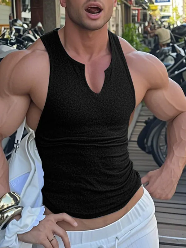 Mens Solid Color Slim Fit V-Neck Tank SKUL20283 sold by Incerunmen product image thumbnail 2